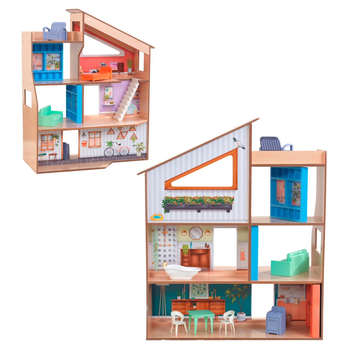 Casa Muñecas Hazel De Madera De 3 Pisos, 4 Piezas, Y Accesorios Para Muñecas Tipo Barbie